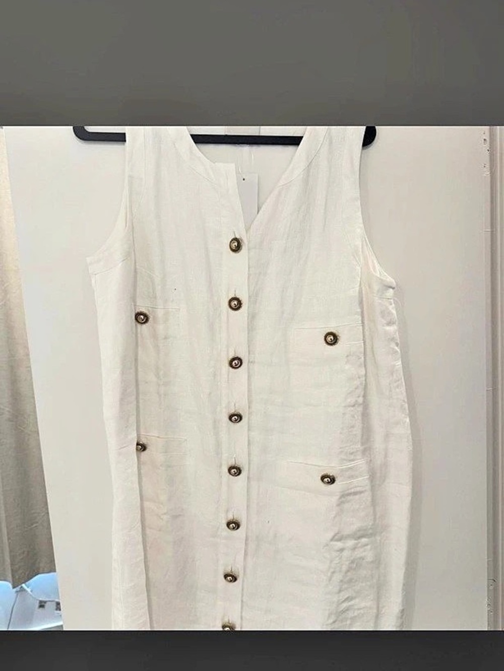 Reformation Tropez Linen Dress Linen Mini Dress in White Size 12 NWT